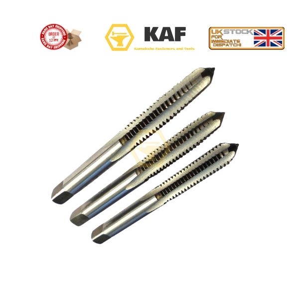 KAF BSF Tap Set of 3 | British Standard Fine Hand Taps | 3/16" to 1"