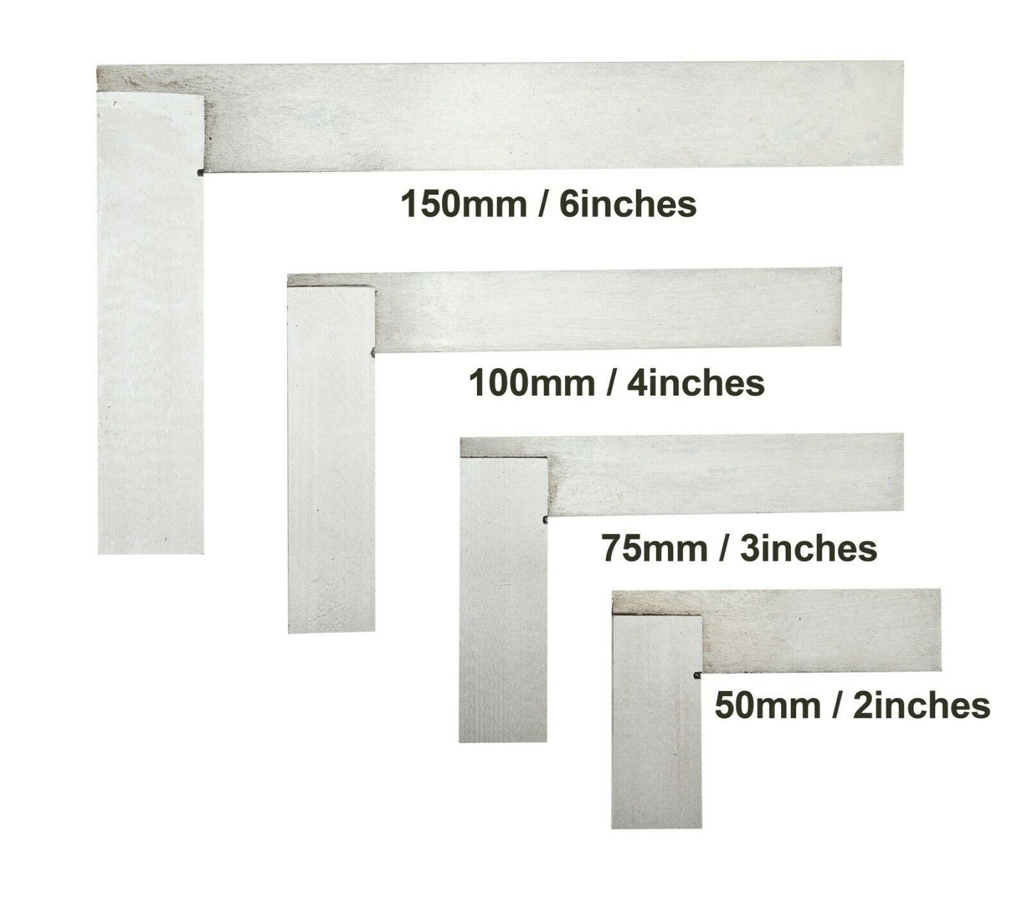 Engineers Square Set 4pc - 2  3  4   6 Inch Squares In Wooden Case - Try Squares image 1