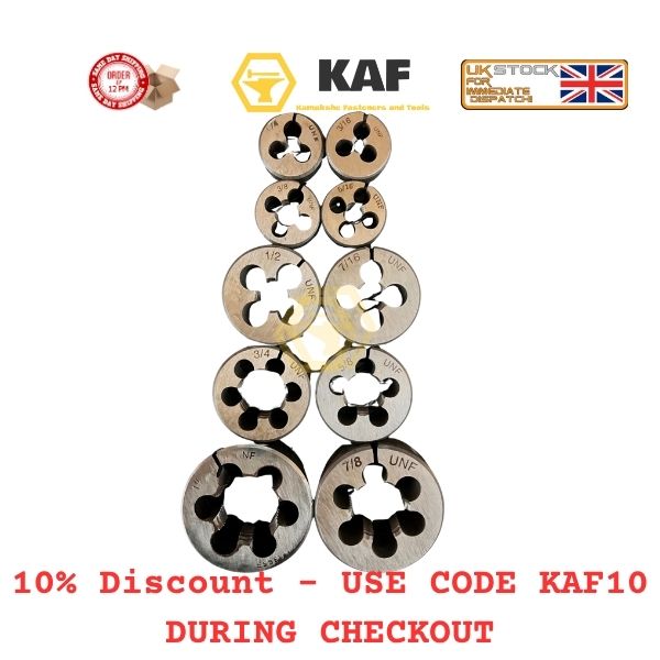 KAF Imperial UNF Round Split Die | Sizes from 3/16" - 1"