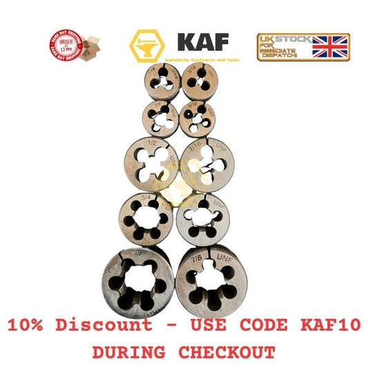 KAF Imperial UNF Round Split Die | Sizes from 3/16" - 1"